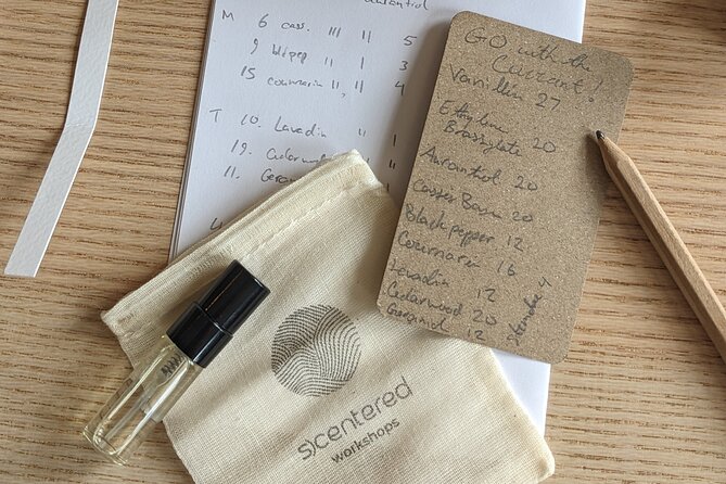3 Hours Perfume Making Workshop in Amsterdam - What you take home: sample spray, formula, and the hand-stamped linen pouch