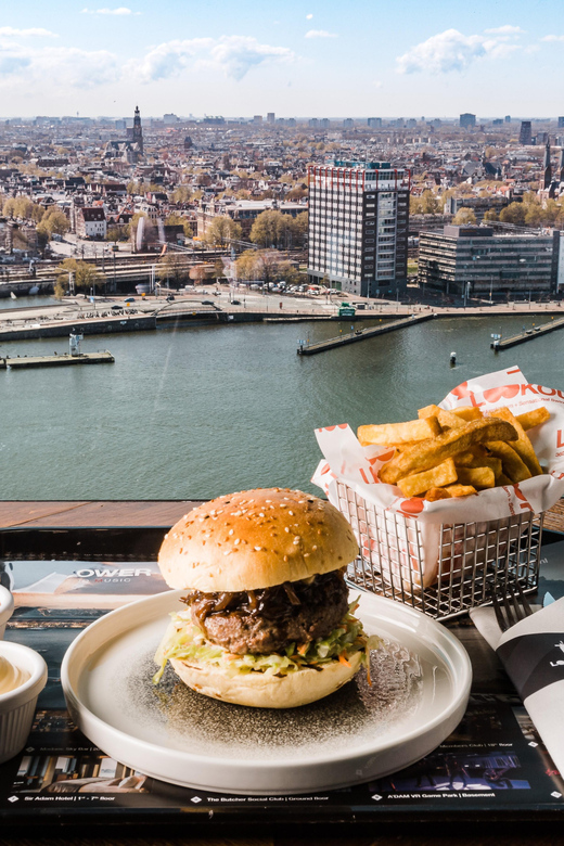 Amsterdam: A'DAM Lookout Entry Ticket with Burger - The View Deck Experience: Canals, Port Energy, and Polder Fields