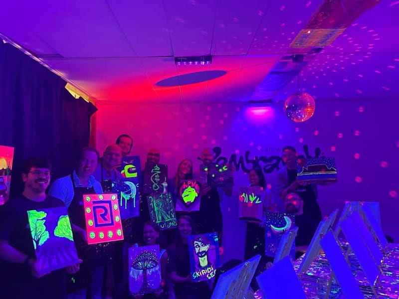 Amsterdam: Paint and Sip in the Dark at Rembrandt van Wine - Bottomless Drinks and the Music That Keeps It Moving
