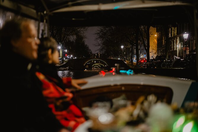 Amsterdam: Private Romantic Evening Canal Cruise + Bubbles/Snacks - Floating Flower Market at Night