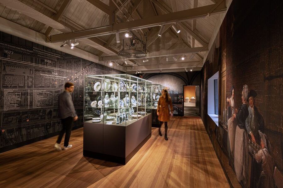 Royal Delft: Delftblue Factory and Museum - Museum Rooms: Antique and Modern Pieces Side by Side